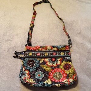 Vera Bradley Triple Zip Flower Shower Crossbody Bag Retired